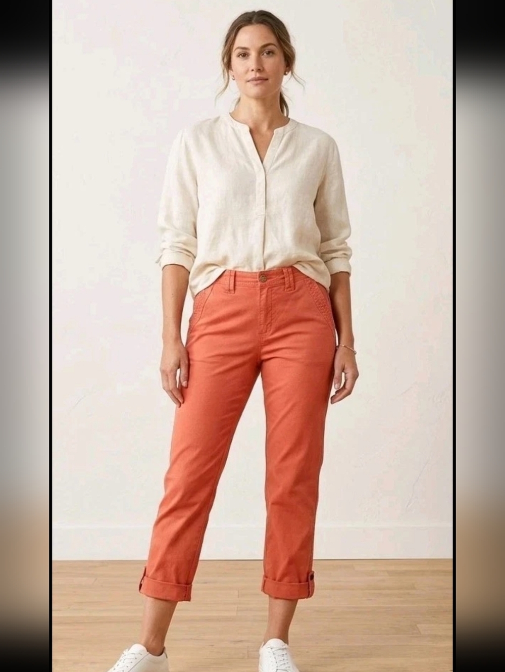 Orvis Women’s Horizon Pants Washed Sienna Orange Size 8 Cotton Stretch